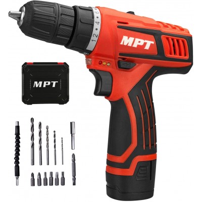 MPT Li-ion 12v cordless power hand drill 10mm screwdrivers electric cordless power drill tools with LED light